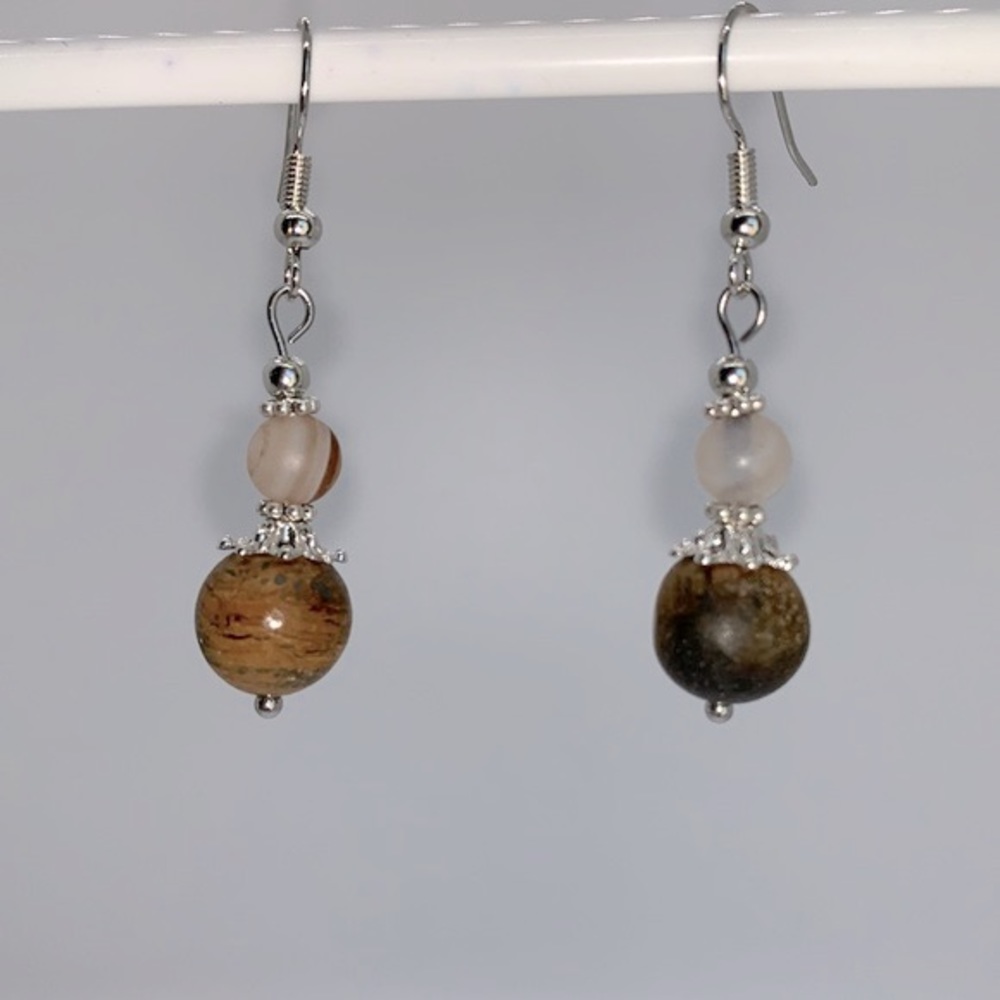 21220 Dream Agate & Tiger Eye Earrings